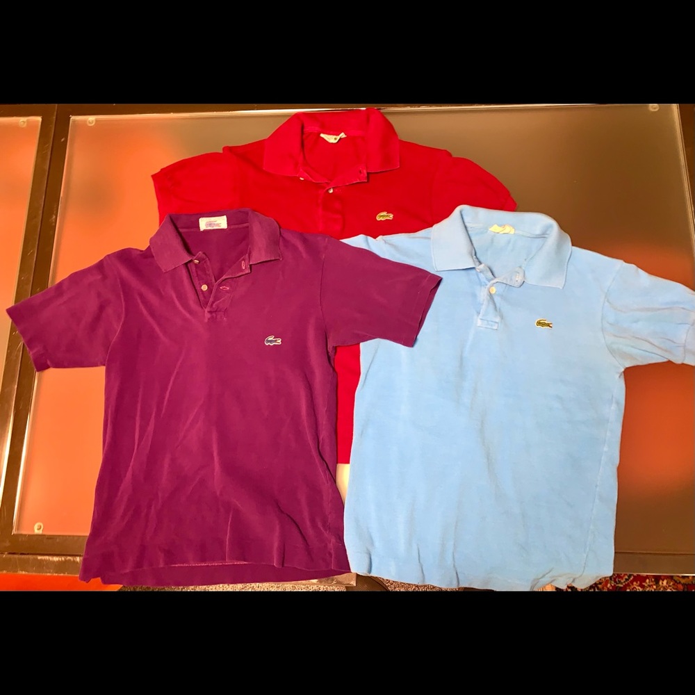 3 vintage Lacoste men’s polo shirts.